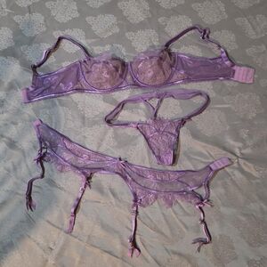 Honey Birdette Roisin Lingerie Set In Lilac